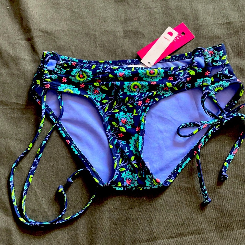 Hipster style swim bottom with Neon Floral pattern